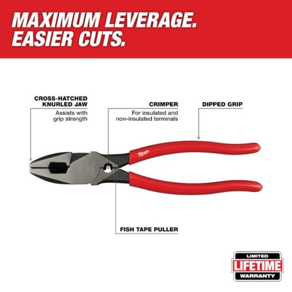 Milwaukee 48-22-6500 9" High-Leverage Lineman's Pliers with Crimper Milwaukee 48-22-6500 9" High-Leverage Lineman's Pliers with Crimper