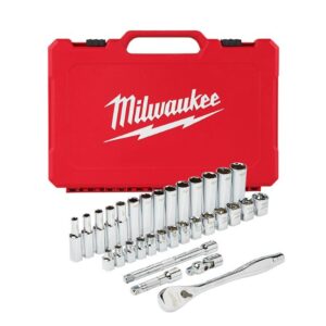 Milwaukee 48-22-9508 3/8” Drive Metric Ratchet and Socket Set 32-Piece