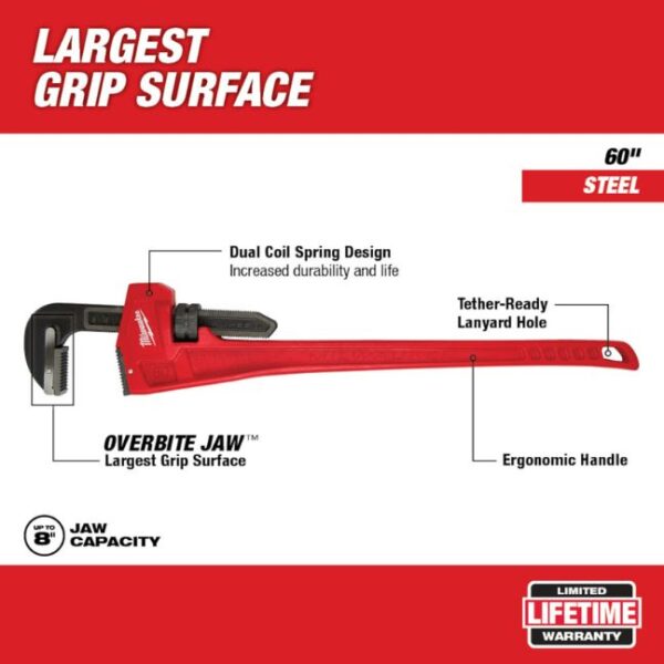 Milwaukee 48-22-7160 60” Steel Pipe Wrench Milwaukee 48-22-7160 60” Steel Pipe Wrench