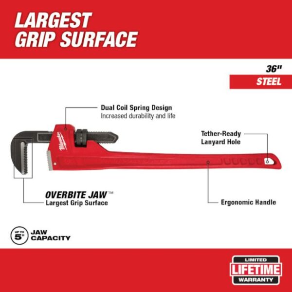 Milwaukee 48-22-7136 36” Steel Pipe Wrench Milwaukee 48-22-7136 36” Steel Pipe Wrench
