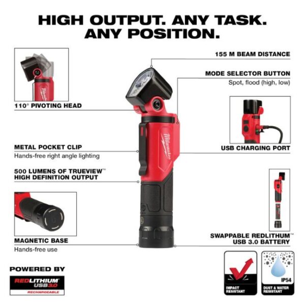 Milwaukee 2113-21 USB Rechargeable Pivoting Flashlight