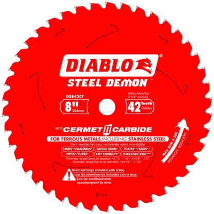 Freud D0842CF 8" x 42T Cermet Metal and Stainless Steel Cutting Saw Blade