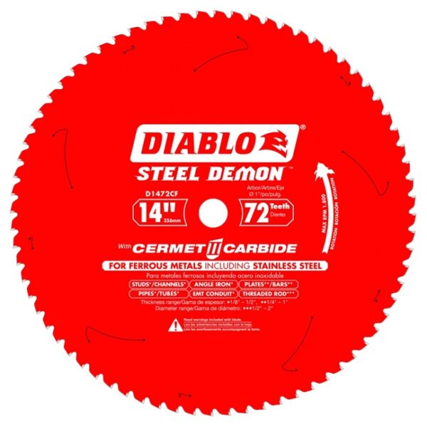 Freud D1472CF 14" x 72T Cermet Metal and Stainless Steel Cutting Saw Blade