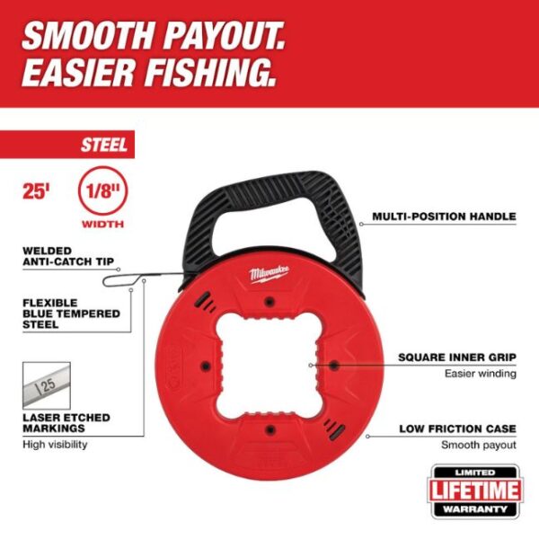 Milwaukee 48‐22‐4171 25ft 1/8" Steel Fish Tape