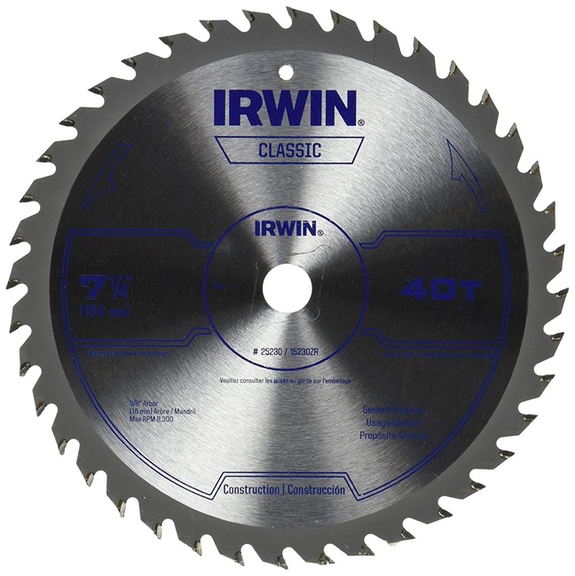 Irwin 25230 Circular Saw Blade 7-1/4" 40T