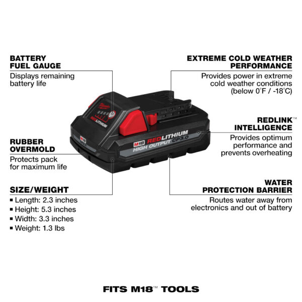Milwaukee 48-59-1835 M18 REDLITHIUM HIGH OUTPUT CP3.0 Starter Kit