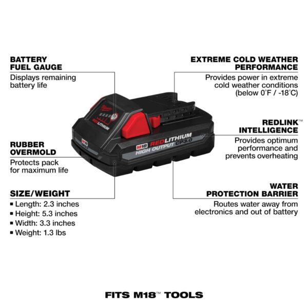 Milwaukee 48-11-1835 M18 REDLITHIUM HIGH OUTPUT CP3.0 Battery (1) Milwaukee 48-11-1835 M18 REDLITHIUM HIGH OUTPUT CP3.0 Battery