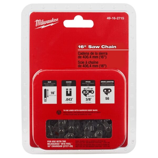 Milwaukee 49-16-2715 16" Saw Chain Replacement for 2727 Chainsaw