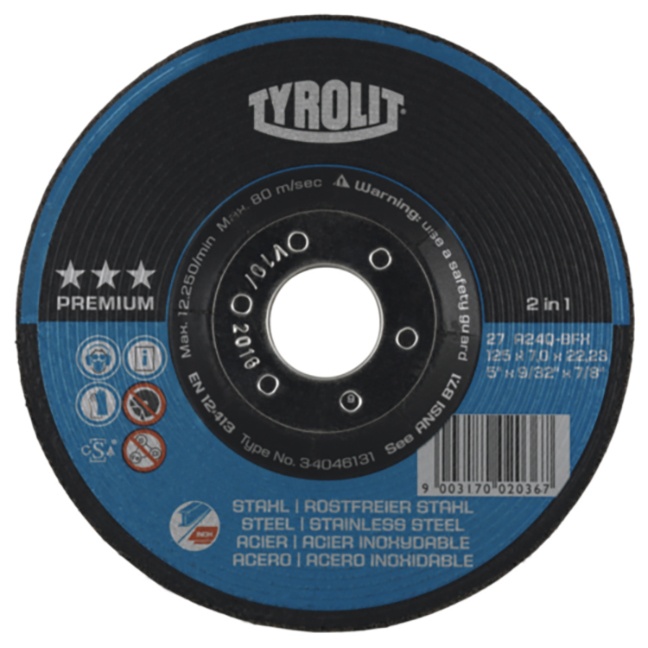 Tyrolit 34046131 5X9/32X7/8 A24 ST/SS Grinding Wheel