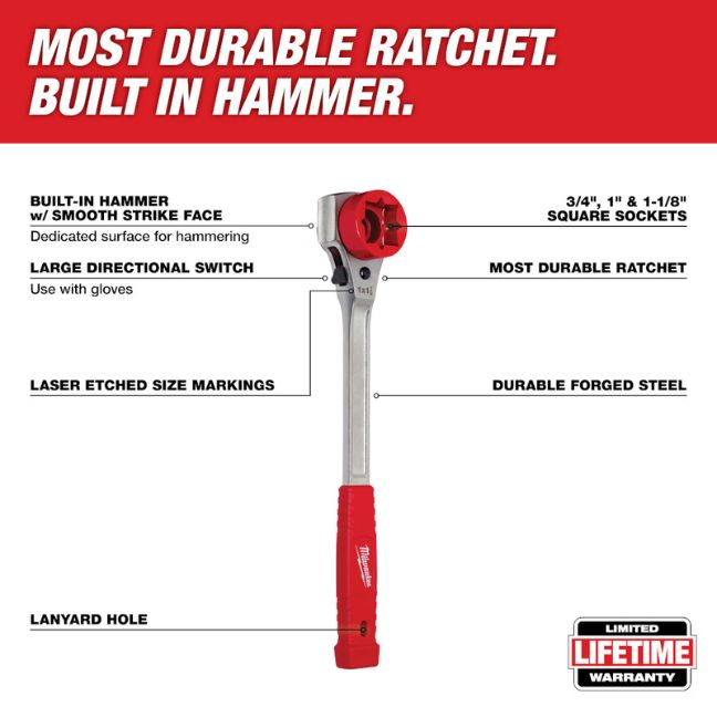 Milwaukee 48229213 Lineman’s High Leverage Ratcheting Wrench