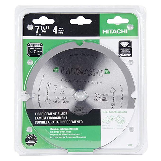 Hitachi 18008 4T Polycrystalline Diamond 7-1/4" Dry Cutting Fiber Cement Saw Blade