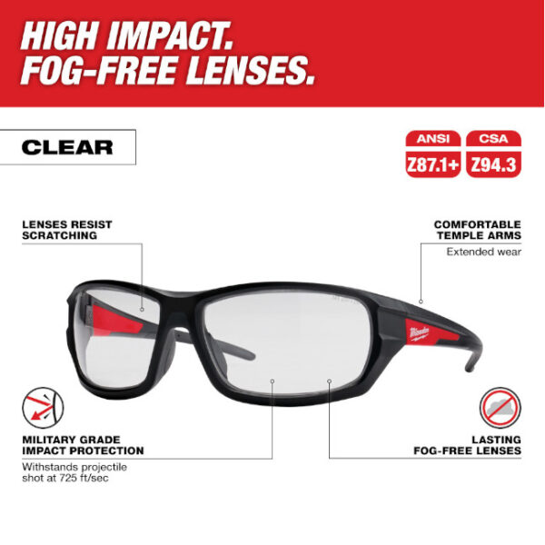 Milwaukee 48-73-2020 Anti-Fog Performance Safety Glasses-Clear