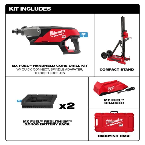 Milwaukee MXF301-2CXS MX FUEL Handheld Core Drill Kit with Stand