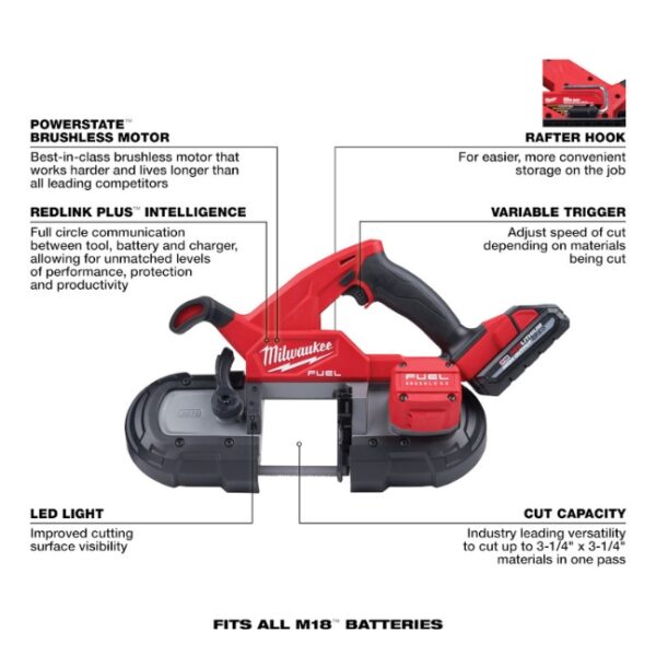 Milwaukee 2829-22 M18 FUEL Compact Band Saw Kit