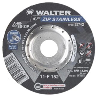 Walter 11F152 ZIP Stainless Cut-Off Wheel 5" x -3/64" x 7/8" - Type 27
