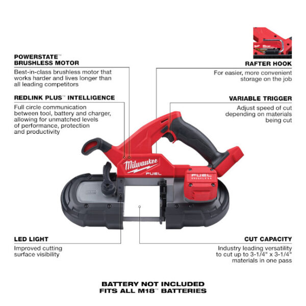 Milwaukee 2829-20 M18 FUEL Compact Band Saw-Tool Only