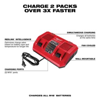 Milwaukee 48-59-1802 M18 Dual Bay Simultaneous Rapid Charger (1)