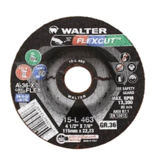 Walter 15L463 FLEXCUT™ Grinding Wheel 36G 4-1/2″ Type 29 for SS & Aluminum