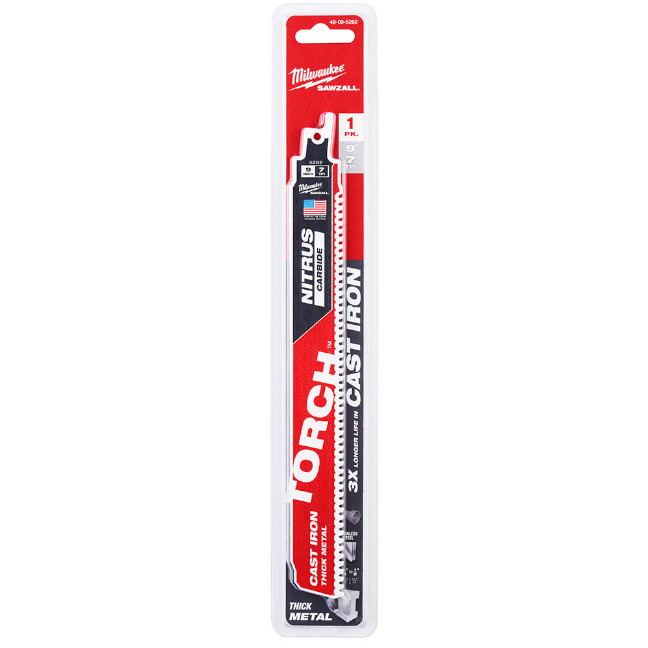 Milwaukee 48-00-5262 9" 7TPI TORCH™ SAWZALL® Blades with NITRUS CARBIDE™ -1 Pack