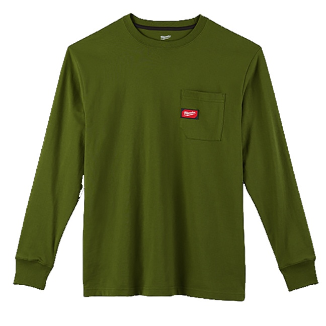 Milwaukee 602OG Heavy Duty Pocket Long Sleeve T-Shirt Olive Green