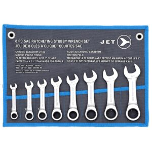 Jet 700301 Ratcheting Stubby Wrench Set SAE 8PC