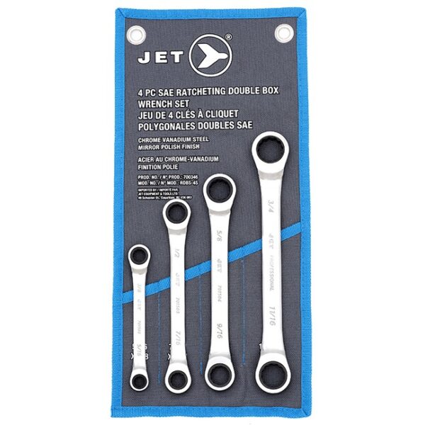 Jet 700346 Ratcheting Double Box Wrench Set SAE 4PC