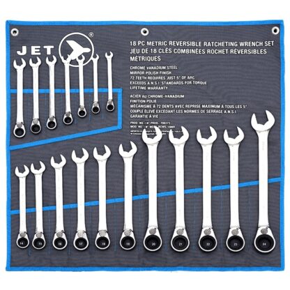 Jet 700373 Reversible Ratcheting Wrench Set Metric 18PC