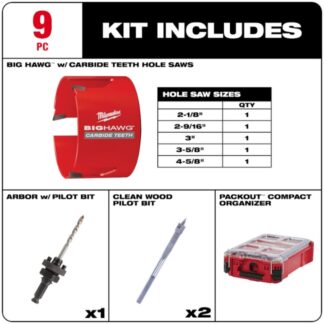 Milwaukee 49-56-9295 BIGHAWG Hole Saw PACKOUT Kit 9-Piece