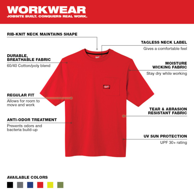 Milwaukee 601 Series Heavy Duty Pocket T-Shirt - BC Fasteners & Tools