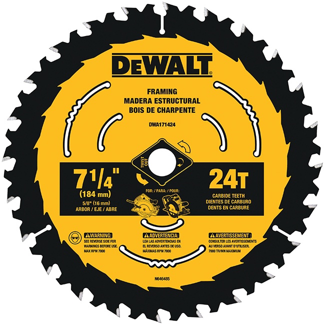 DeWalt DWA171424B10 7-1/4" 24T Circular Saw Blade 10-Pack