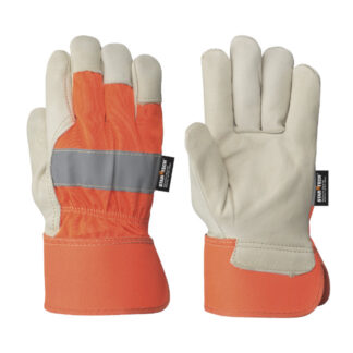 Pioneer 536HVO V5020500-O/S Hi-Viz Fitter's Cowgrain Glove 1-Piece Palm -  Orange Back