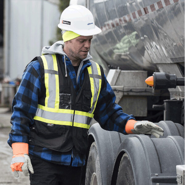 Pioneer 536HVO V5020500-O/S Hi-Viz Fitter's Cowgrain Glove 1-Piece Palm -  Orange Back