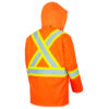 Pioneer 5892PKT V3520550 Hi-Viz Flame Resistant PU Stretch Waterproof Safety Rain Jacket with Pockets-Orange