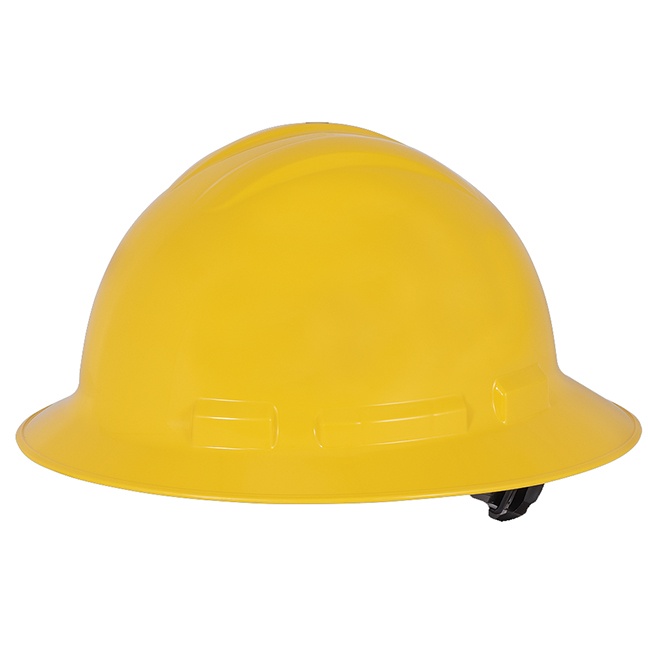 yellow full brim hard hat