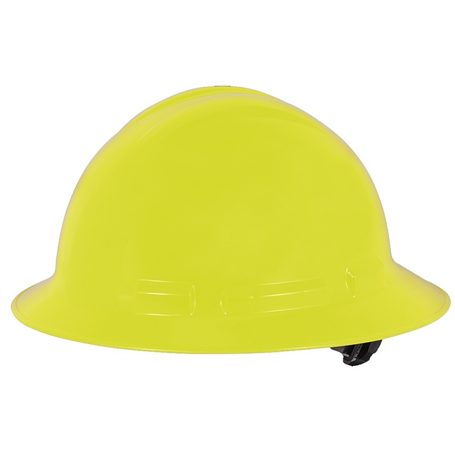 yellow full brim hard hat