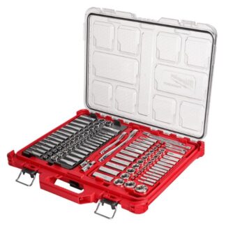 Milwaukee 48-22-9486 PACKOUT 1/4″ and 3/8” Drive Metric and SAE Ratchet and Socket Set 106-Piece