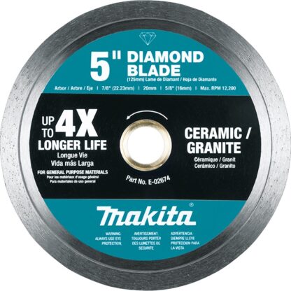 Makita E-02674 5" Diamond Blade Continuous Rim General Purpose