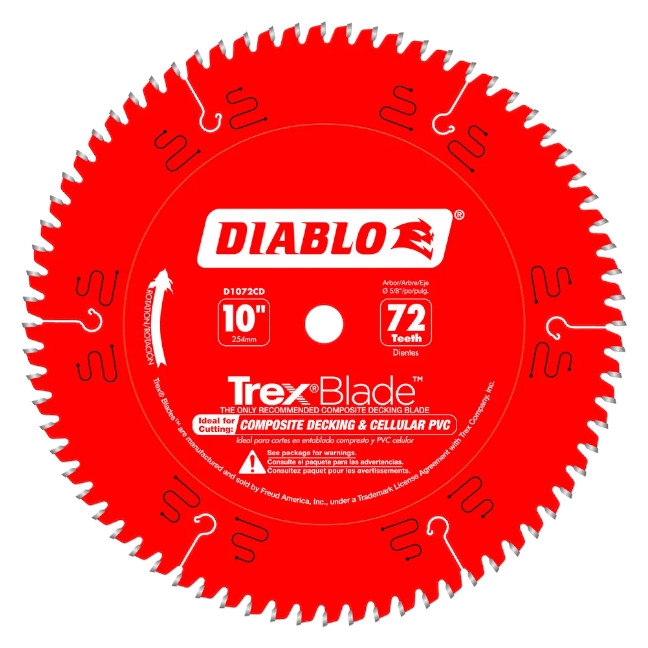 Freud D1072CDC Diablo 10" x 72T Trex Blade for Composite Decking