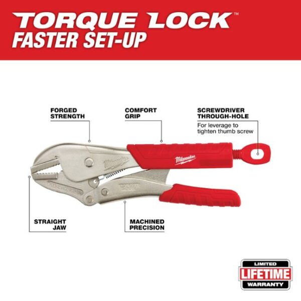 Milwaukee 48-22-3810 10" TORQUELOCK Straight Jaw Locking Pliers with Molded Grips