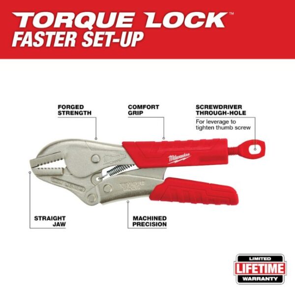 Milwaukee 48-22-3807 7" TORQUELOCK Straight Jaw Locking Pliers with Molded Grips Milwaukee 48-22-3807 7" TORQUELOCK Straight Jaw Locking Pliers with Molded Grips