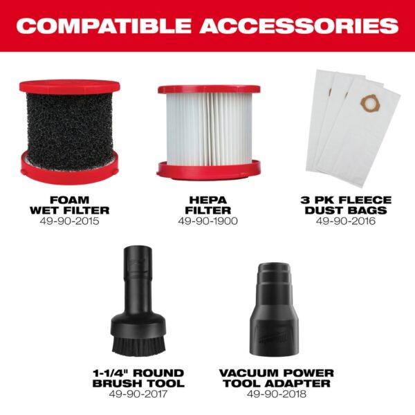 Milwaukee 0970-20 M18 FUEL PACKOUT 2.5 Gallon Wet/Dry Vacuum – Tool Only