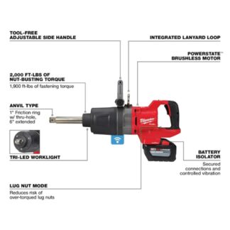 Milwaukee 2869-22HD M18 FUEL 1 D-Handle Ext. Anvil High Torque Impact Wrench Kit with ONE-KEY (1)