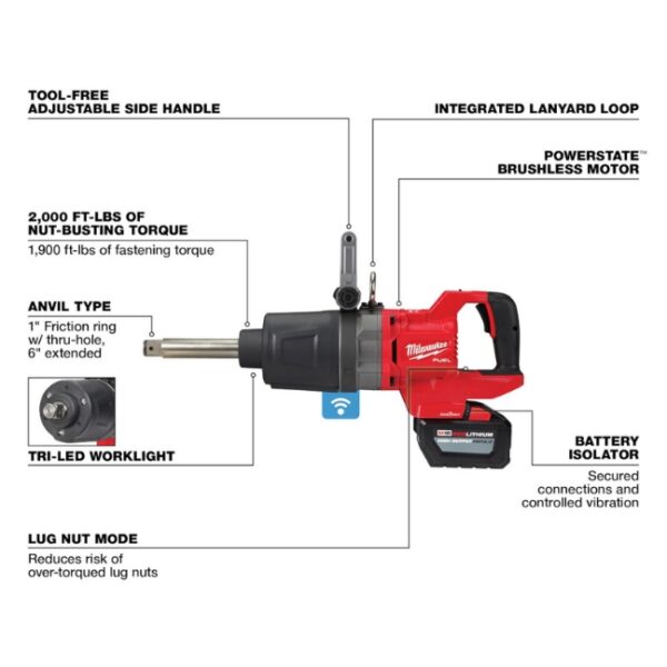 Milwaukee  2869-22HD M18 FUEL 1" Drive D-Handle Ext. Anvil High Torque Impact Wrench Kit with ONE-KEY