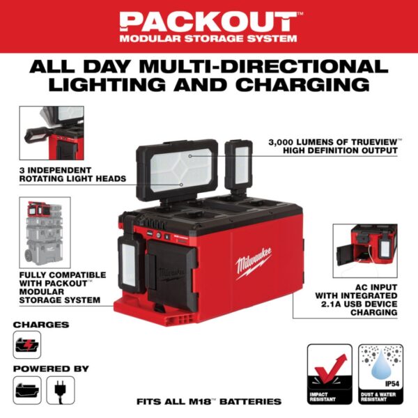 Milwaukee 2357-20 M18 PACKOUT Light/Charger – Tool Only