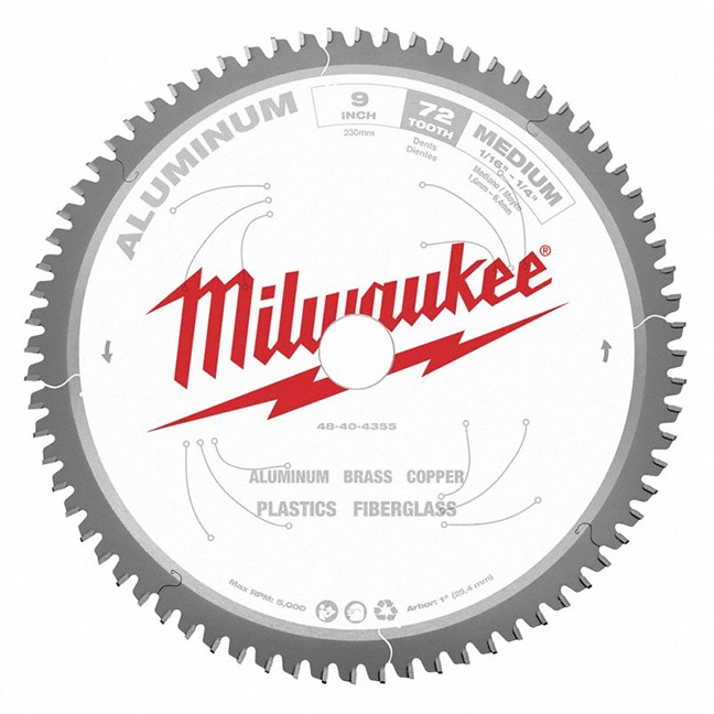 Milwaukee 48-40-4355 9" 72T Aluminum Circular Saw Blade