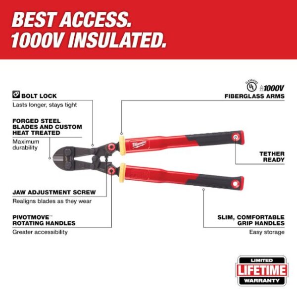Milwaukee 48-22-4224 24" Fiberglass Bolt Cutter with PIVOTMOVE Rotating Handles
