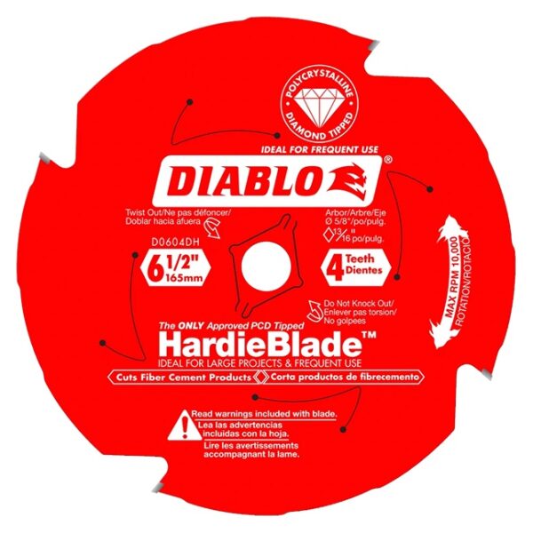 Diablo D0604DH HARDIEBLADE 6‑1/2" x 4T Saw Blade for Fiber Cement