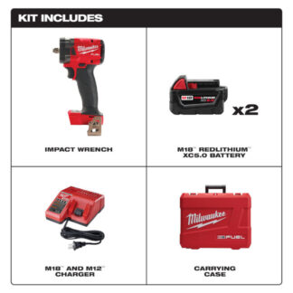 Milwaukee 2854-22 M18 FUEL 3/8" Compact Impact Wrench Kit