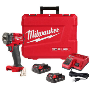 Milwaukee 2854-22CT M18 FUEL 3/8" Compact Impact Wrench Kit - 2.0Ah Batteries