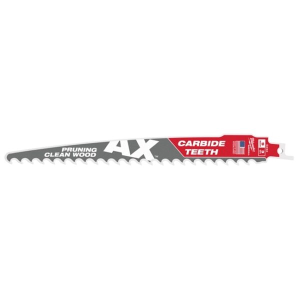 Milwaukee 48-00-5232 3-TPI The AX Reciprocating Saw Blade with Carbide Teeth Milwaukee 48-00-5232 AX 9" 3TPI Carbide Tipped SAWZALL Saw Blade for Pruning Clean Wood